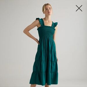 Quince 100% Organic Cotton Poplin Smocked Midi Dress